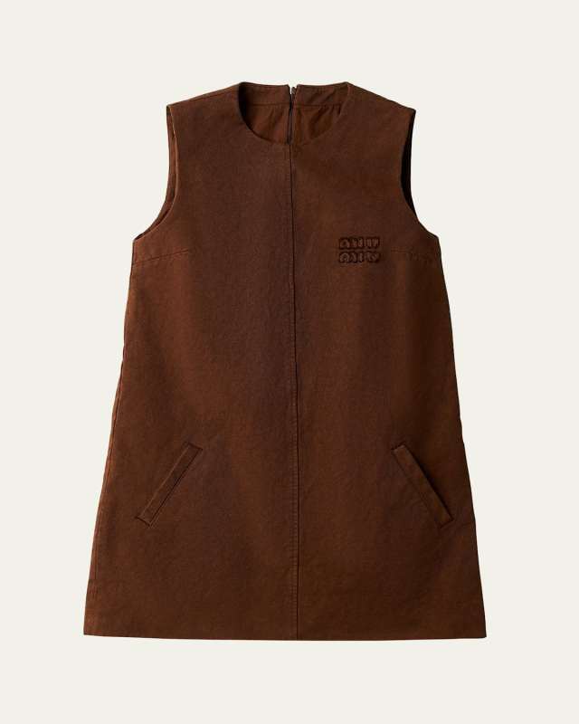 Tonal Logo Gabardine Mini Dress